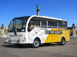 Private electronic beer bus for your bachelor party group in Budapest with Budapest's Hellish Bachelor and Bachelor Party.