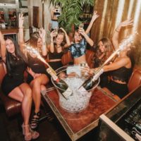 Les filles hongroises font la fête et s'amusent dans une célèbre discothèque de Budapest avec champagne et cocktails